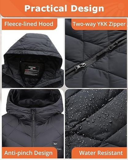 Women's Heated Jacket with 90% Duck Down