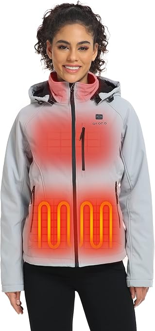 Women's Dual Control Heated Jacket with 5 Heat Zones-Sharkskin Grey