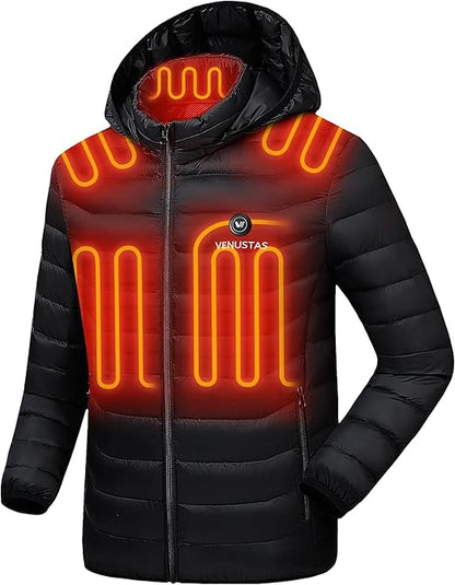 Men & Women Dual-Control Heated Jacket|With 12V Battery Pack - Black