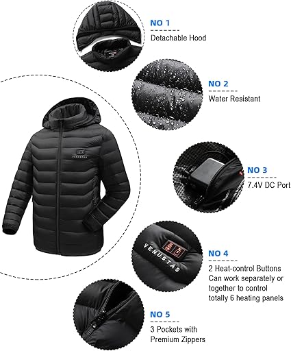 Men & Women Dual-Control Heated Jacket|With 12V Battery Pack - Black