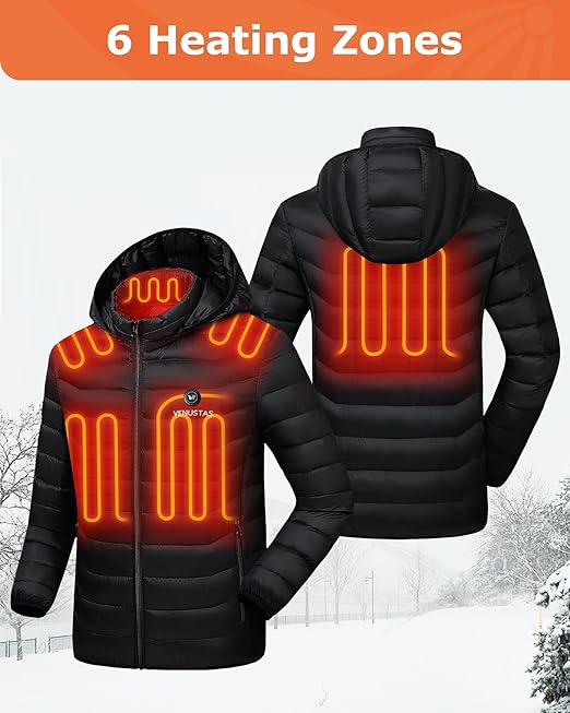 Men & Women Dual-Control Heated Jacket|With 12V Battery Pack - Black