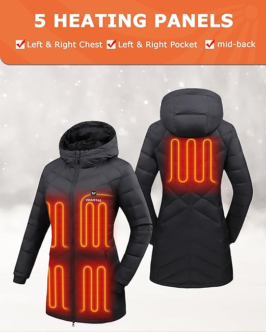 Women's Heated Jacket with 90% Duck Down