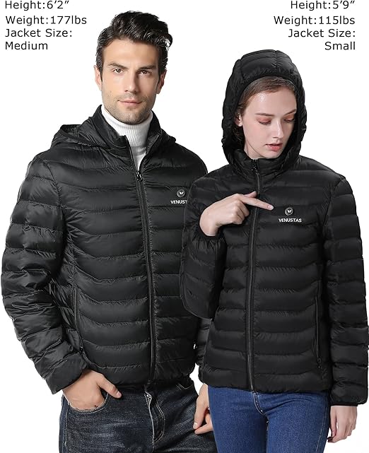 Men & Women Dual-Control Heated Jacket|With 12V Battery Pack - Black