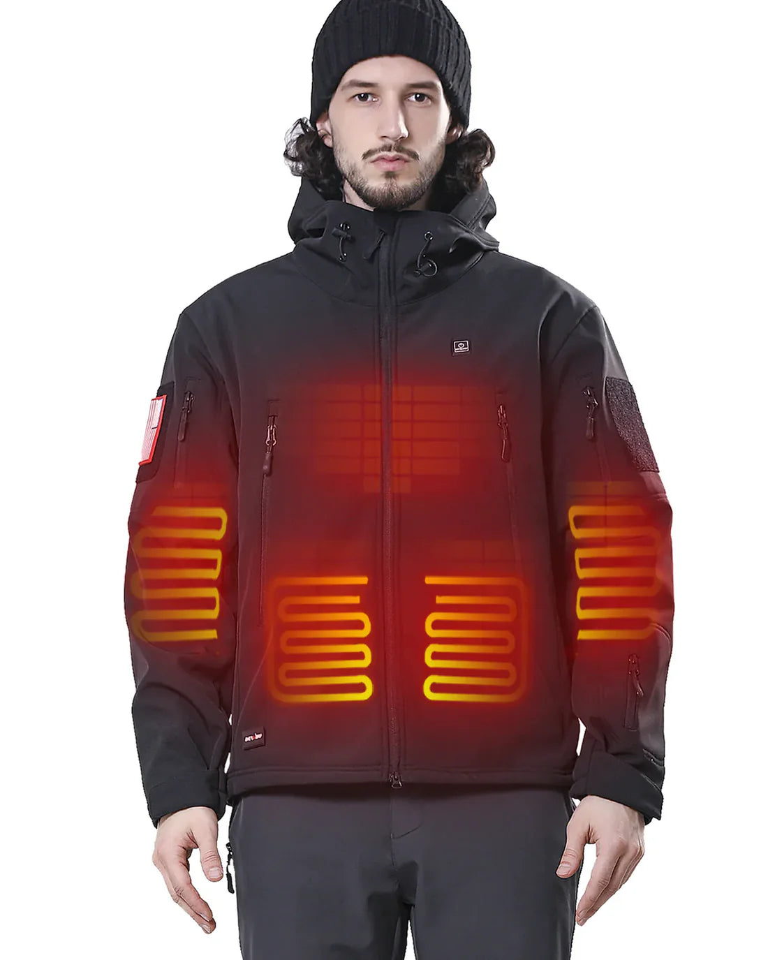 Men's Soft Shell Heated Jacket With 12V Battery Pack - Black